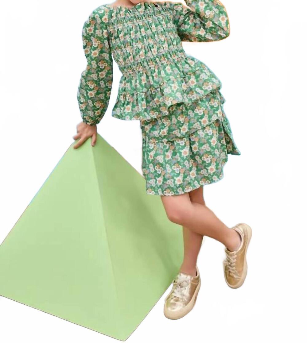 NEW BISBY two tiered circle skort in greenwich garden green